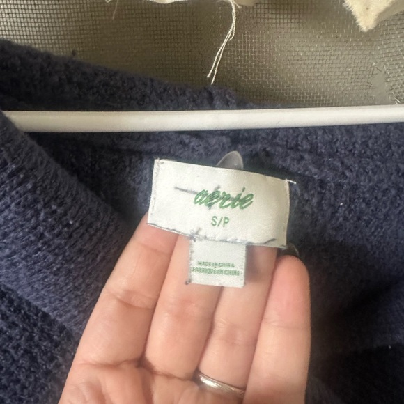 Aerie Deep Blue V-Neck Sweater - Picture 3 of 3